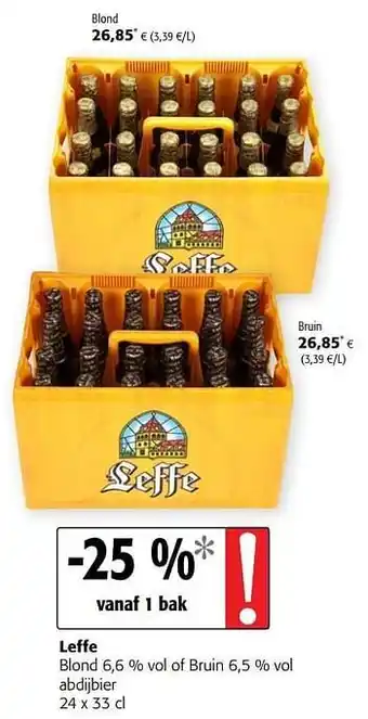 Colruyt Leffe blond of bruin abdijbier 24 x 33 cl aanbieding