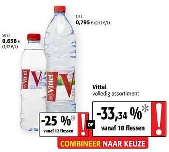 Colruyt Vittel volledig assortiment 50 cl aanbieding