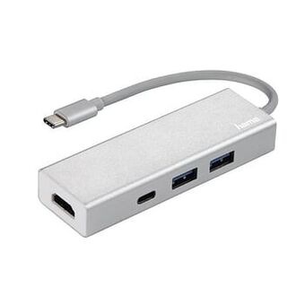AUVA HAMA USB-3.1-Type-C-Hub 1:3 aluminium, 2X USB-A, USB-C, HDMIo, Bus-Power aanbieding