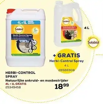 Supra Bazar Herbi-control spray natuurlijke onkruiden mosbestrijder 4l + 1l gratis 25349458 aanbieding