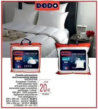 Cora Couette anti-acariens anti-huisstofmijt dekbed microstar aanbieding