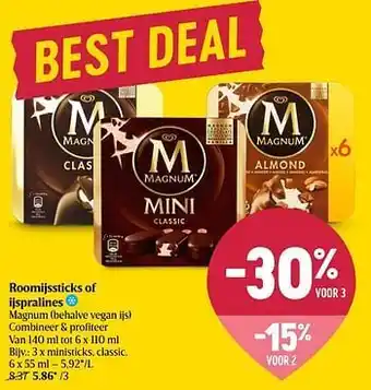 Delhaize Roomijssticks of ijspralines ministicks classic aanbieding