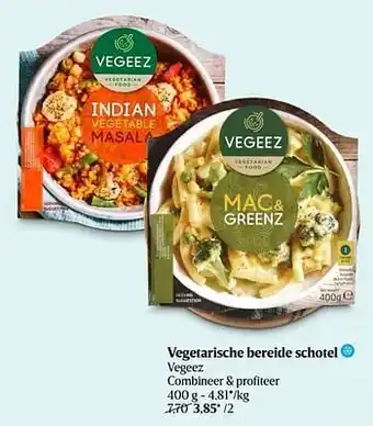 Delhaize Vegetarische bereide schotel vegeez aanbieding