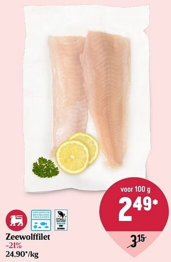 Delhaize Zeewolffilet aanbieding