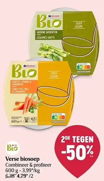Delhaize Verse biosoep aanbieding