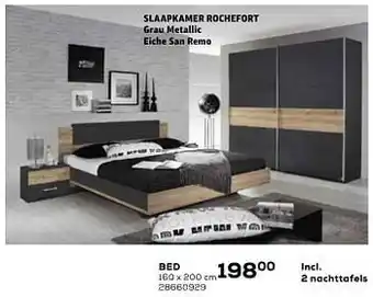 Supra Bazar Slaapkamer rochefort grau metallic eiche san remo bed 160x200 cm 28660929 aanbieding