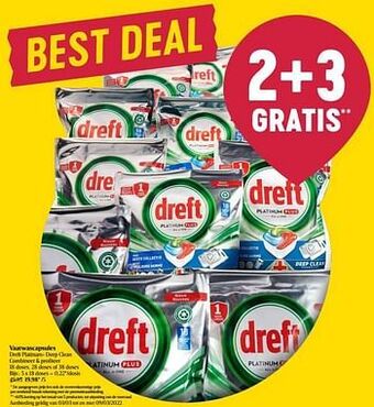 Delhaize Vaatwascapsules dreft platinum+ deep clean aanbieding