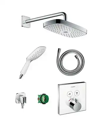 X2O Hansgrohe Showerselect thermostatische inbouw regendoucheset met ronde regendouchekop 30 cm glanzend chroom en wit aanbieding