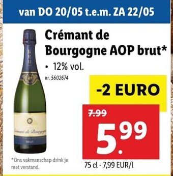 Lidl Crémant De Bourgogne AOP brut aanbieding