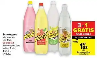 Carrefour Schweppes zero indian tonic aanbieding