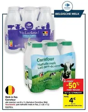 Carrefour Pak halfvolle melk in fles aanbieding