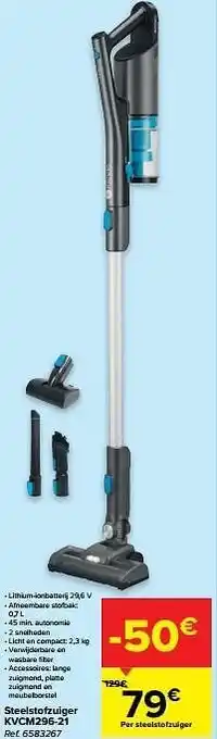 Carrefour Klindo steelstofzuiger kvcm296-21 aanbieding