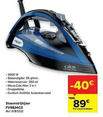 Carrefour Calor stoomstrijkijzer fv9834c0 aanbieding