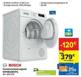 Carrefour Bosch condensatiedroogkast wtn8328cfg aanbieding