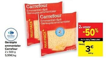 Carrefour Geraspte emmentaler carrefour aanbieding