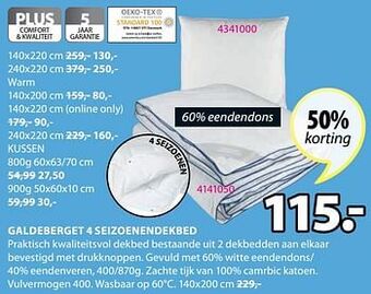 Jysk Galdeberget 4 seizoenendekbed aanbieding
