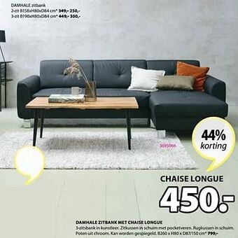 Jysk Damhale zitbank met chaise longue aanbieding