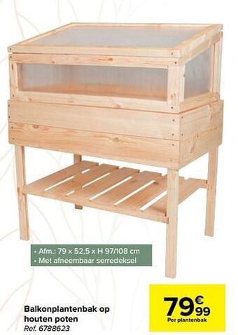 Carrefour Balkonplantenbak op houten poten aanbieding