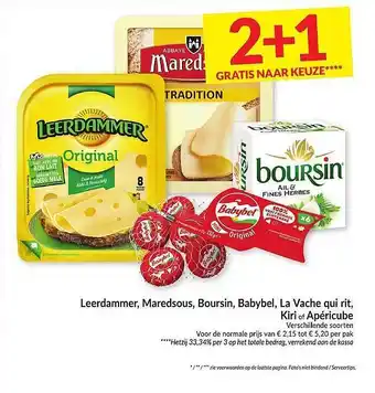 Intermarché Leerdammer, Maredsous, Boursin, Babybel, La Vache Qui Rit, Kiri Of Apericube aanbieding