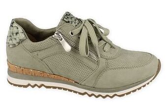 Berca Shoes Marco Tozzi Sneaker Laag Dames Met Functionele Rits - Kaki aanbieding