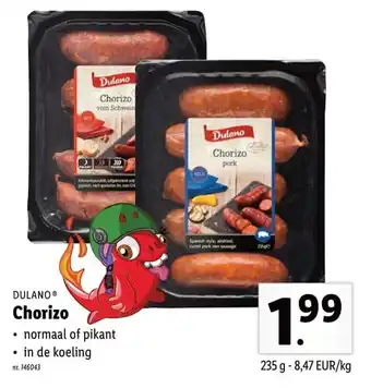 Lidl Dulano Chorizo 235g aanbieding