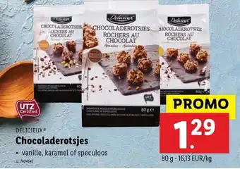 Lidl Delicieux Chocoladerotsjes 80g aanbieding