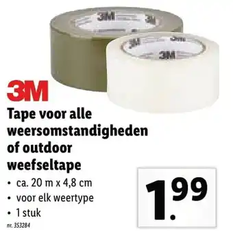 3M Tape voor alle weersomstandigheden of outdoor weefseltape 20m*4.8cm