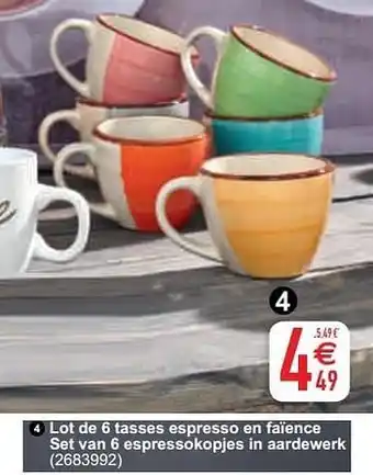 Cora Lot de 6 tasses espresso en faïence set van 6 espressokopjes in aardewerk aanbieding