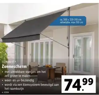 Lidl Florabest Zonnescherm 300*220-310cm aanbieding