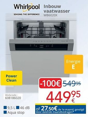 Eldi Whirlpool inbouw vaatwasser wb6020x aanbieding