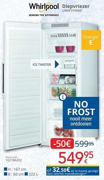 Eldi Whirlpool diepvriezer uw6f2ywbif aanbieding