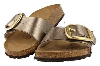 Berca Shoes Birkenstock Slipper Dames Madrid Big Buckle - Brons aanbieding