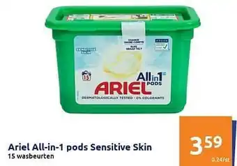 Action Ariel all-in-1 pods sensitive skin aanbieding