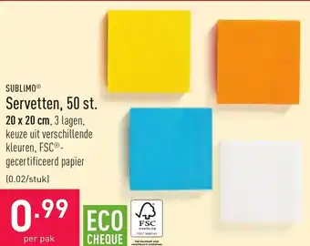ALDI SUBLIMO Servetten 50st. 20x20cm aanbieding