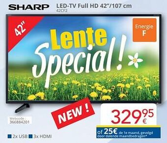 Eldi Sharp led-tv full hd 42``-107 cm 42cf2 aanbieding