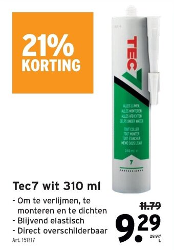 GAMMA Tec7 wit 310 ml aanbieding