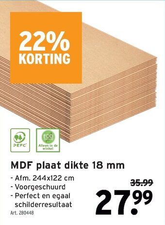 GAMMA MDF plaat dikte 18mm aanbieding