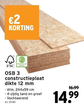 GAMMA OSB 3 constructieplaat dikte 12 mm aanbieding
