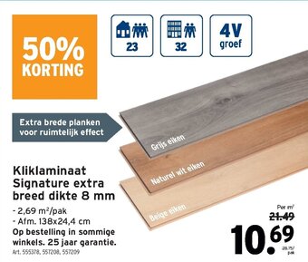 GAMMA Kliklaminaat Signature extra breed dikte 8 mm aanbieding