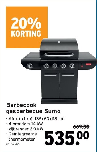 GAMMA Barbecook gasbarbecue Sumo aanbieding