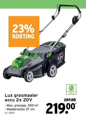 GAMMA Lux grasmaaier accu 2x 20V aanbieding