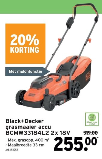 GAMMA Black+Decker grasmaaier accu BCMW33184L2 2x 18V aanbieding