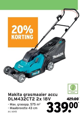 GAMMA Makita grasmaaier accu DLM432CT2 2x 18V aanbieding