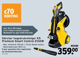 GAMMA Karcher hogedrukreiniger K5 Premium Smart Control 2100W aanbieding