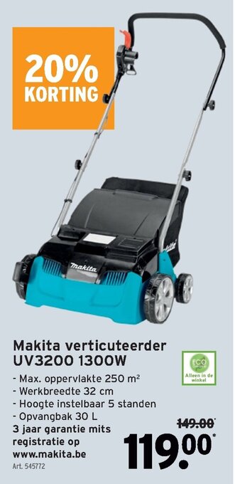 GAMMA Makita verticuteerder UV3200 1300W aanbieding
