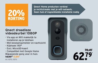 GAMMA Qnect draadloze videodeurbel 1080P aanbieding