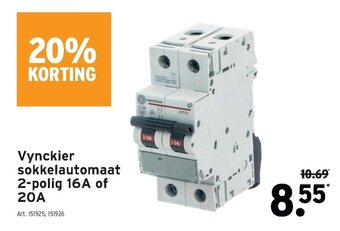 GAMMA Vynckier sokkelautomaat 2-polig 16A of 20A aanbieding