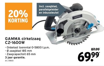GAMMA Gamma cirkelzaag CZ-1600W aanbieding