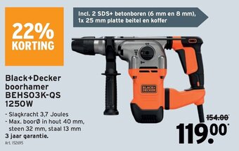 GAMMA Black+Decker boorhamer BEHS03K-QS 1250W aanbieding