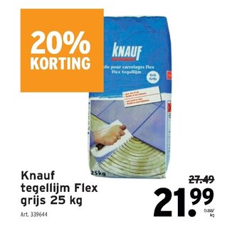 GAMMA Knauf tegellijm Flex grijs 25 kg aanbieding